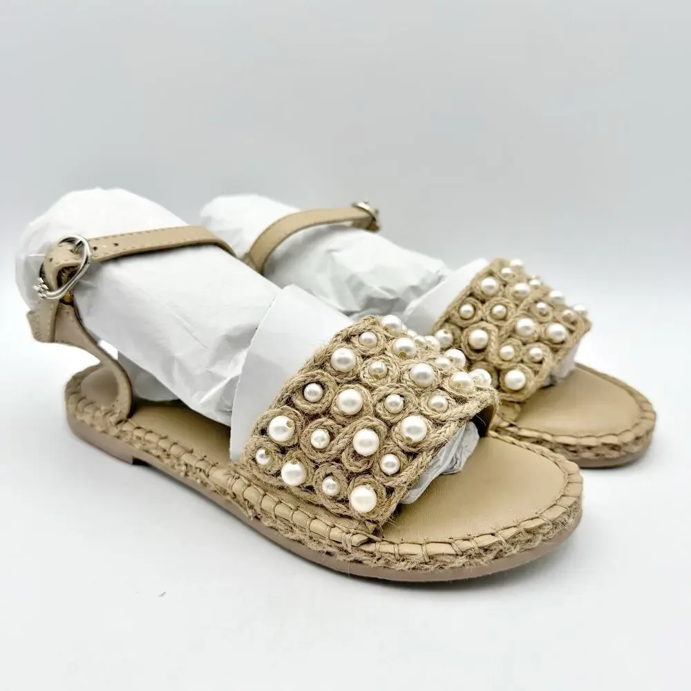 Sam Edelman Kids Holly Sandals US 1 M EU 32 Natural Beige Linen NIB